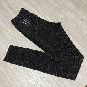 NWT CALZEDONIA Party Collection Shimmer Black/Gold Footless Tights/Leggings *S